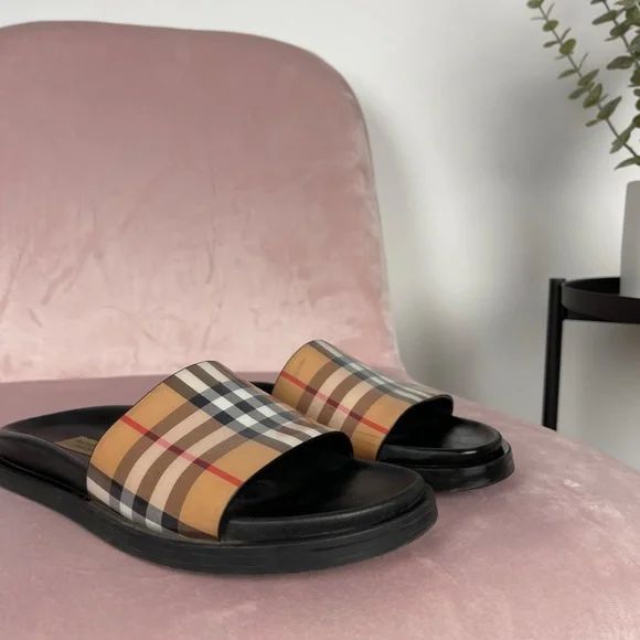 Authentic Burberry Check Slides - Picture 2 of 6